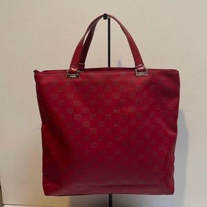 DKNY red nylon handheld bag